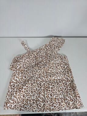 Janie and Jack Girls 16 NWT Leopard One Shoulder Ruffle Top Animal Print Party